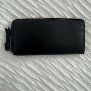 Madewell Black Leather Zip Wallet